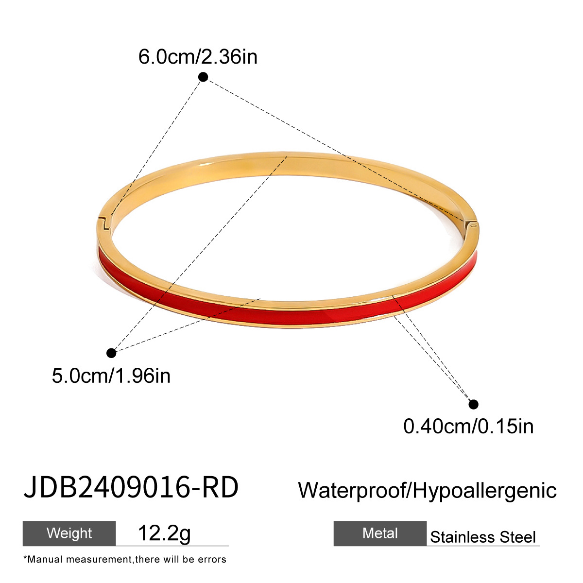 1 stuk Simple Series Drop Oil Round roestvrij staal 18K goudkleurige vergulde damesarmbanden h5 